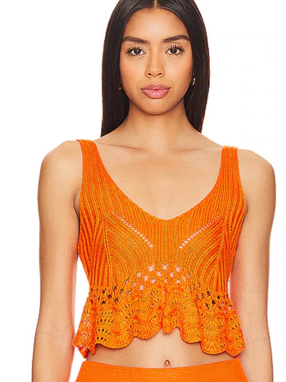 Beach Riot Sunshine Haze Knit Crop Top — Orange